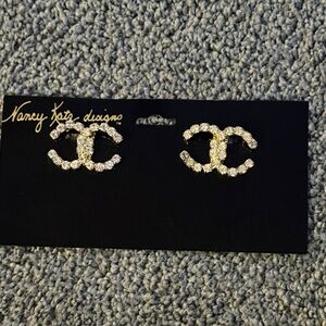 Nancy Katz Shoe Clips, Crystals in Gold Tone. Vintage, New on the Card!